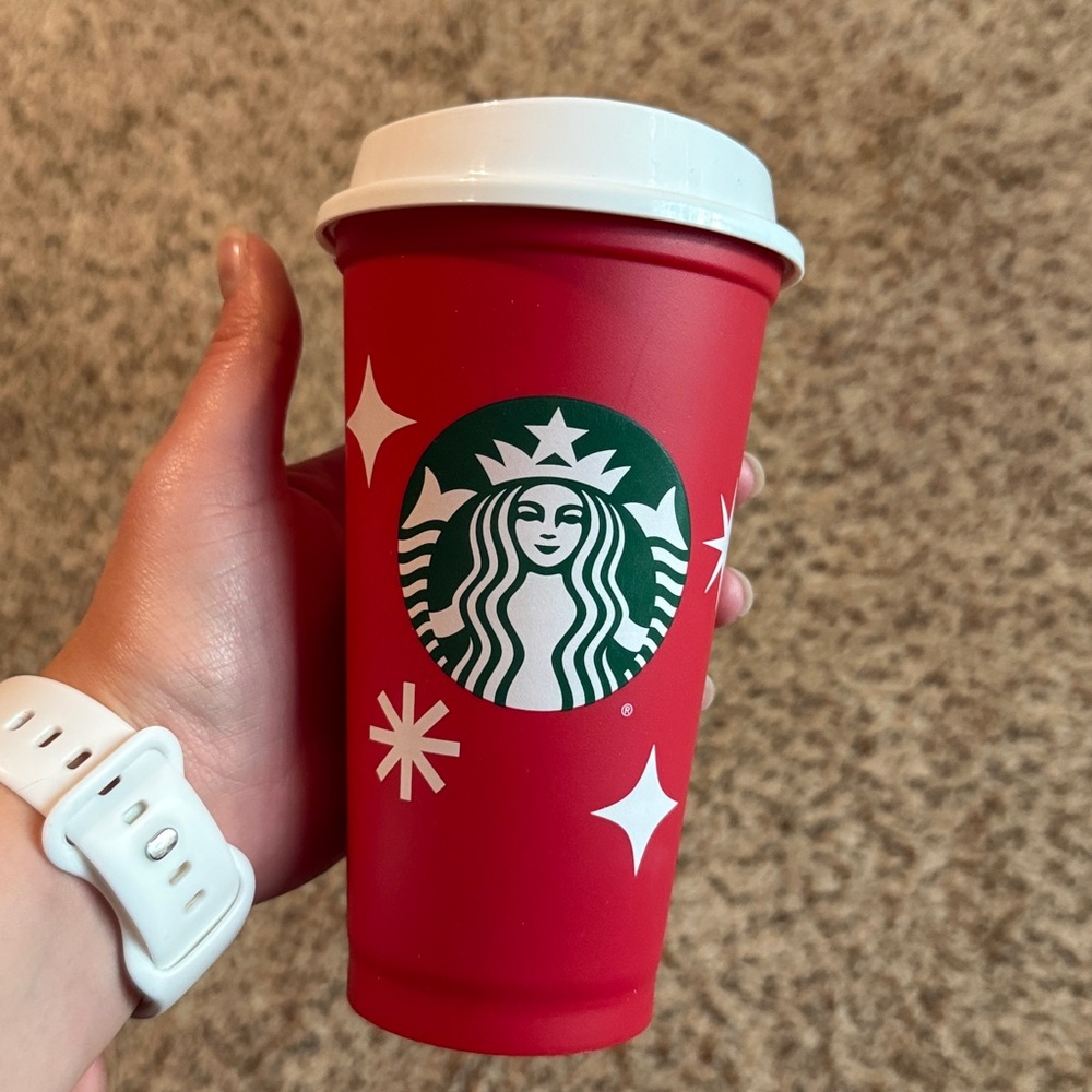 Starbucks Festive Red Tumbler with White Lid